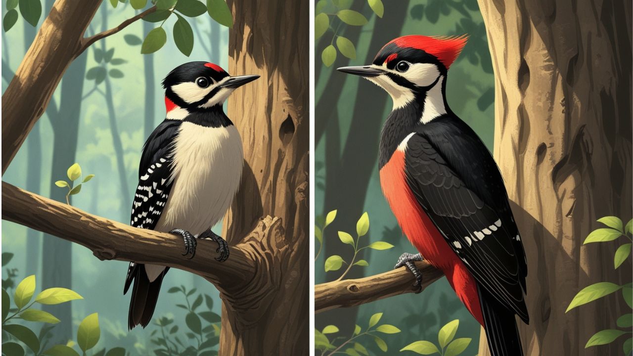 Downy Vs Pileated Woodpecker